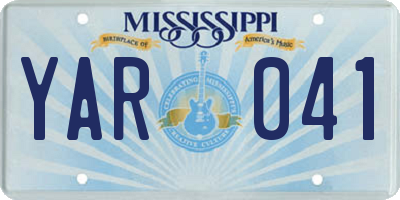 MS license plate YAR041