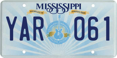 MS license plate YAR061