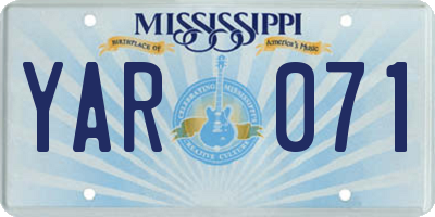 MS license plate YAR071