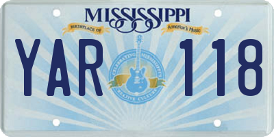 MS license plate YAR118