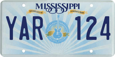MS license plate YAR124
