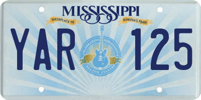 MS license plate YAR125