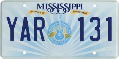 MS license plate YAR131