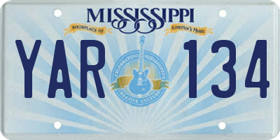 MS license plate YAR134
