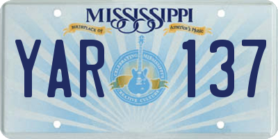 MS license plate YAR137