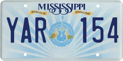 MS license plate YAR154