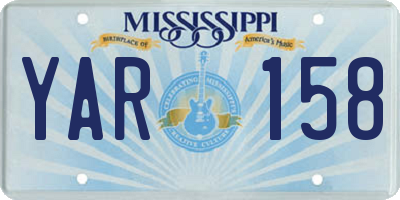 MS license plate YAR158