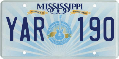 MS license plate YAR190