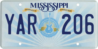 MS license plate YAR206