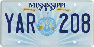 MS license plate YAR208