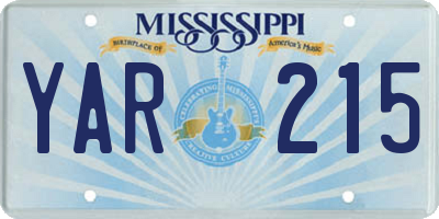 MS license plate YAR215