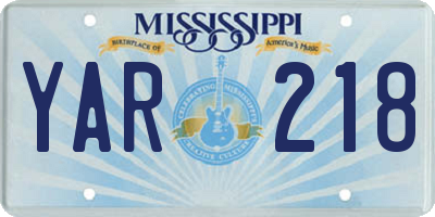 MS license plate YAR218