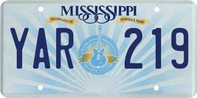 MS license plate YAR219