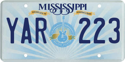 MS license plate YAR223