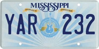 MS license plate YAR232