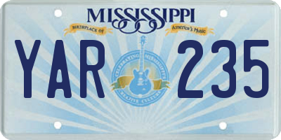 MS license plate YAR235