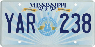 MS license plate YAR238