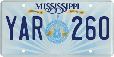 MS license plate YAR260
