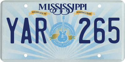 MS license plate YAR265