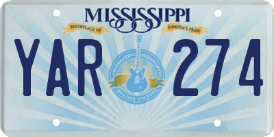 MS license plate YAR274