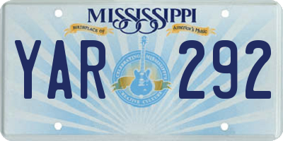 MS license plate YAR292