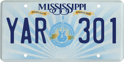 MS license plate YAR301