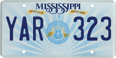 MS license plate YAR323