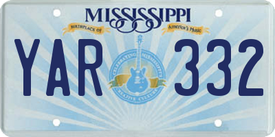 MS license plate YAR332