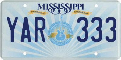 MS license plate YAR333