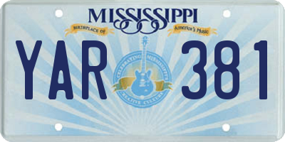 MS license plate YAR381