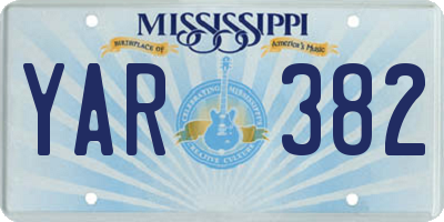 MS license plate YAR382