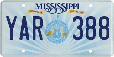 MS license plate YAR388