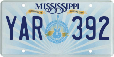MS license plate YAR392