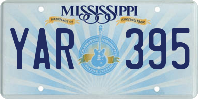 MS license plate YAR395