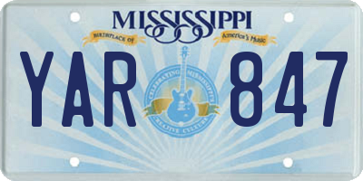 MS license plate YAR847