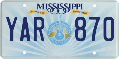 MS license plate YAR870