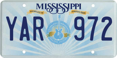 MS license plate YAR972