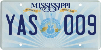 MS license plate YAS009