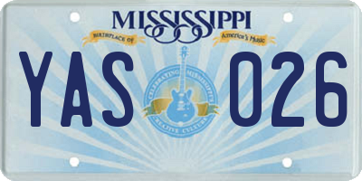 MS license plate YAS026