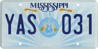 MS license plate YAS031