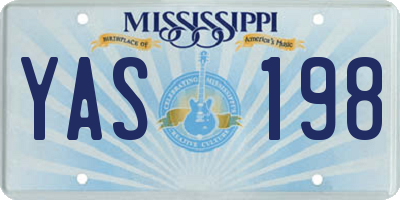 MS license plate YAS198