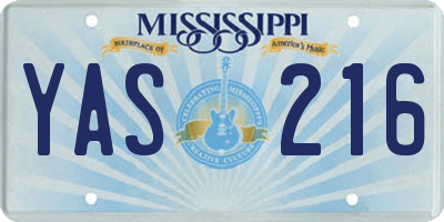 MS license plate YAS216