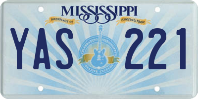 MS license plate YAS221