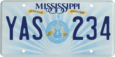 MS license plate YAS234