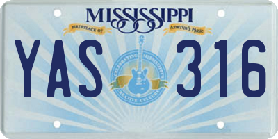 MS license plate YAS316