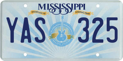 MS license plate YAS325