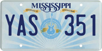 MS license plate YAS351