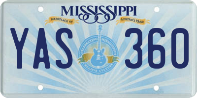 MS license plate YAS360