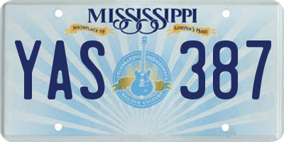 MS license plate YAS387