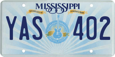 MS license plate YAS402